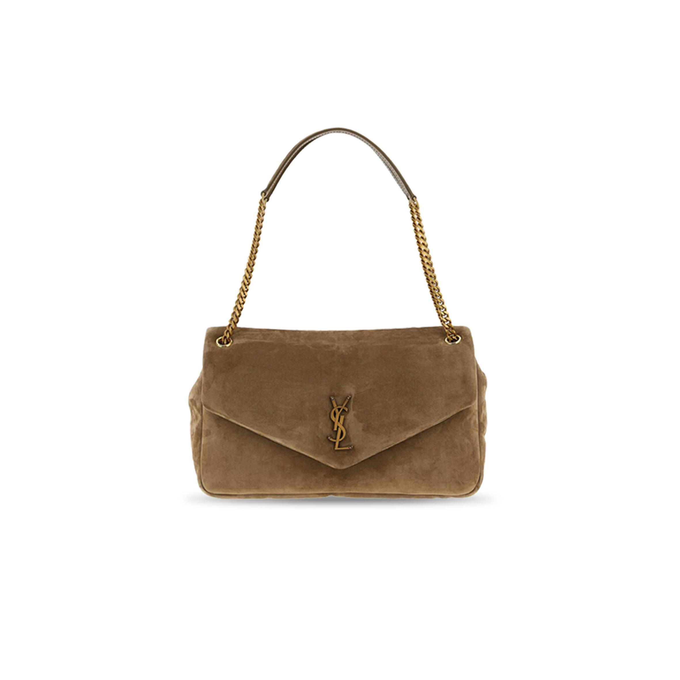 Y51 calypso large chain shoulder bag in suede in brown (38*21*10cm)